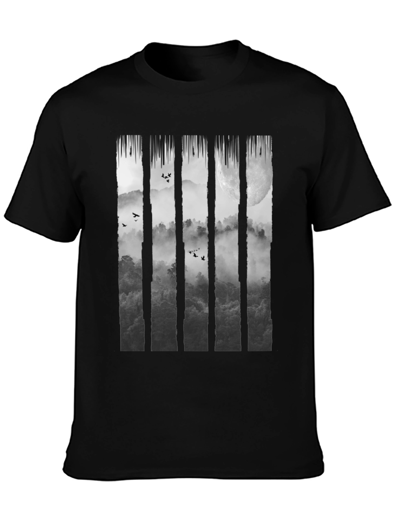 Mystic Moon Forest Graphic Tee - Black
