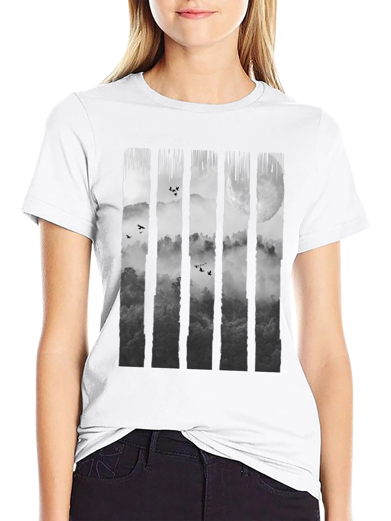 Mystic Moon Forest Graphic Tee - Black