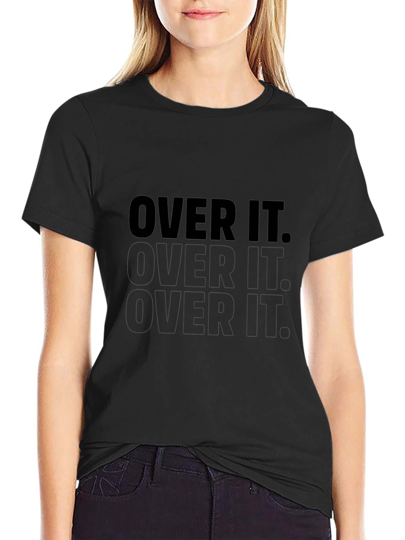 Over It. Graphic Tee - Black Crew Neck T-Shirt