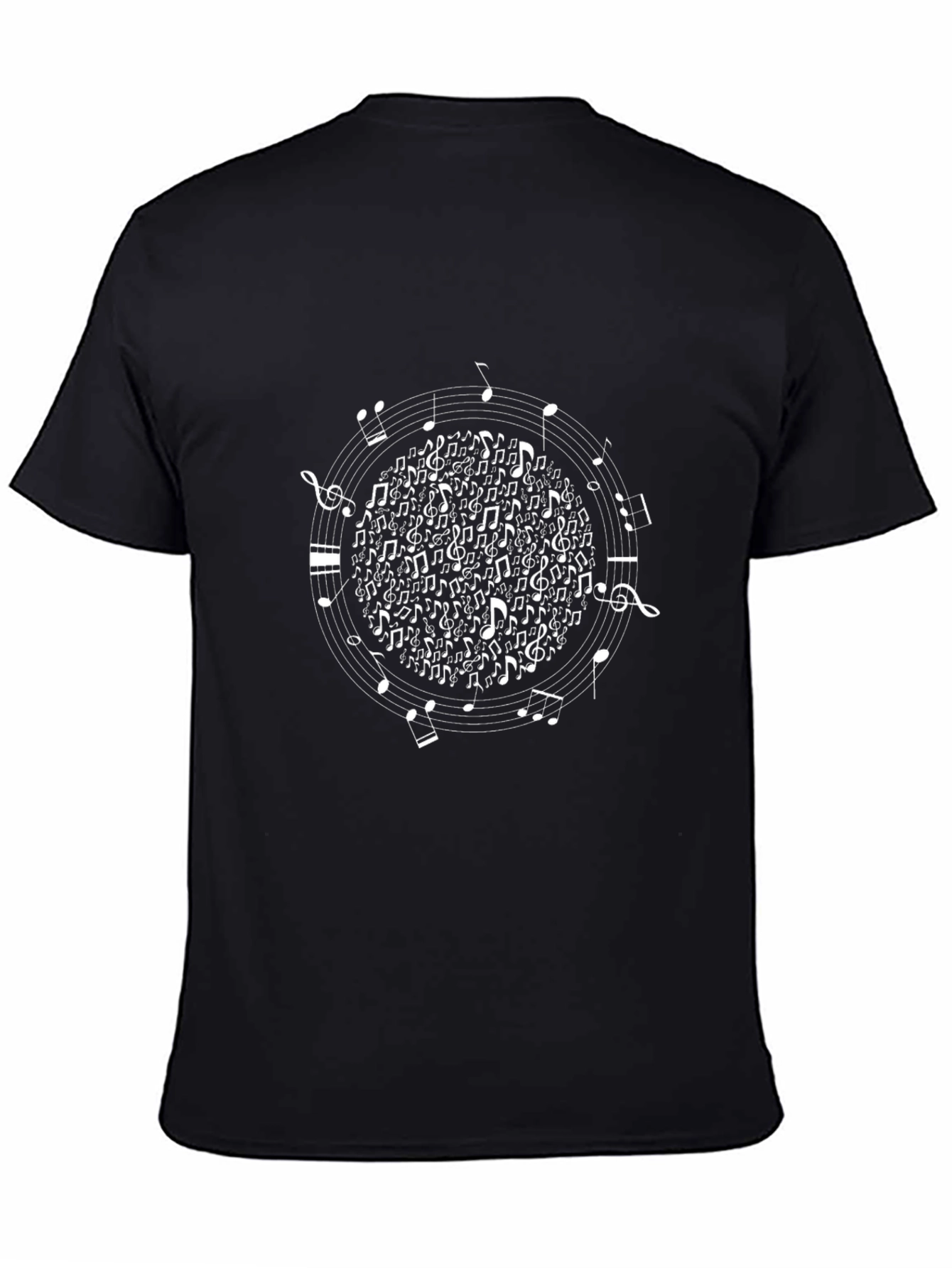 Musical Notes Graphic Black T-Shirt