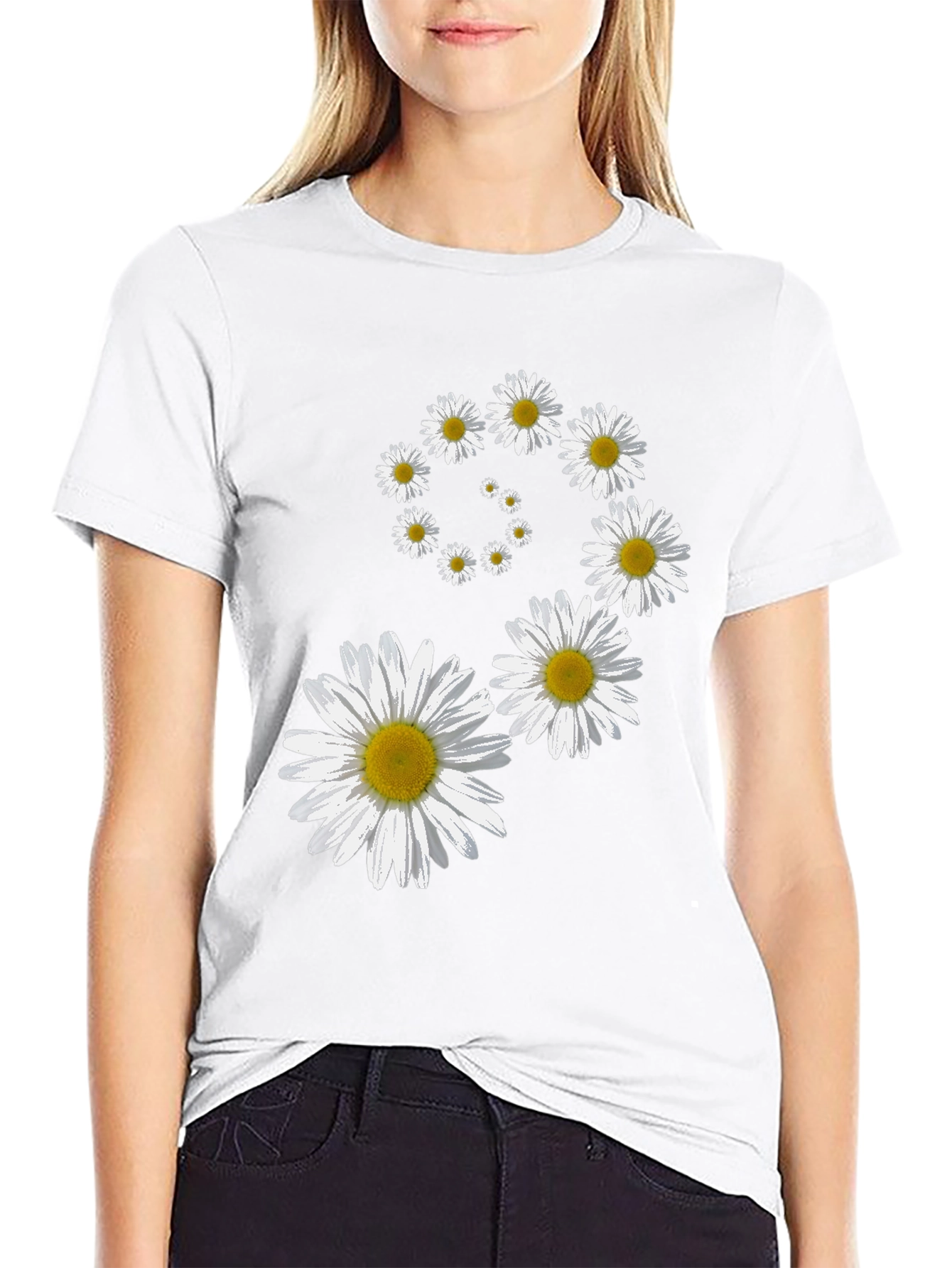 Daisy Spiral Graphic T-Shirt - Casual Comfort