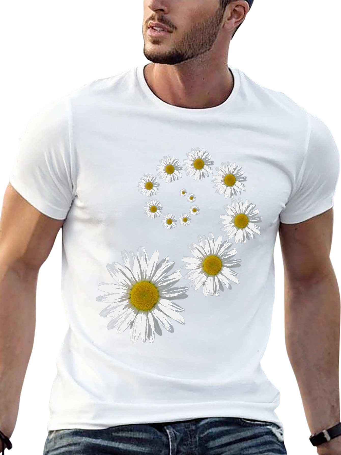 Daisy Spiral Graphic T-Shirt - Casual Comfort