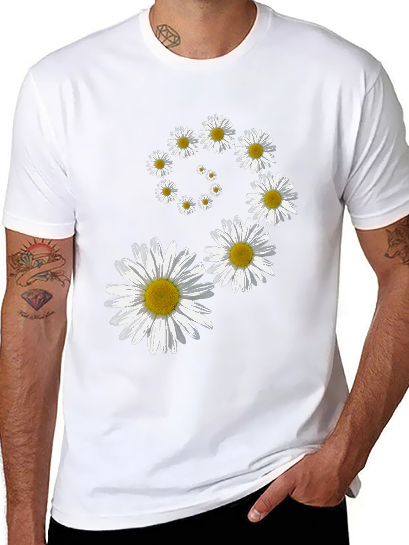 Daisy Spiral Graphic T-Shirt - Casual Comfort