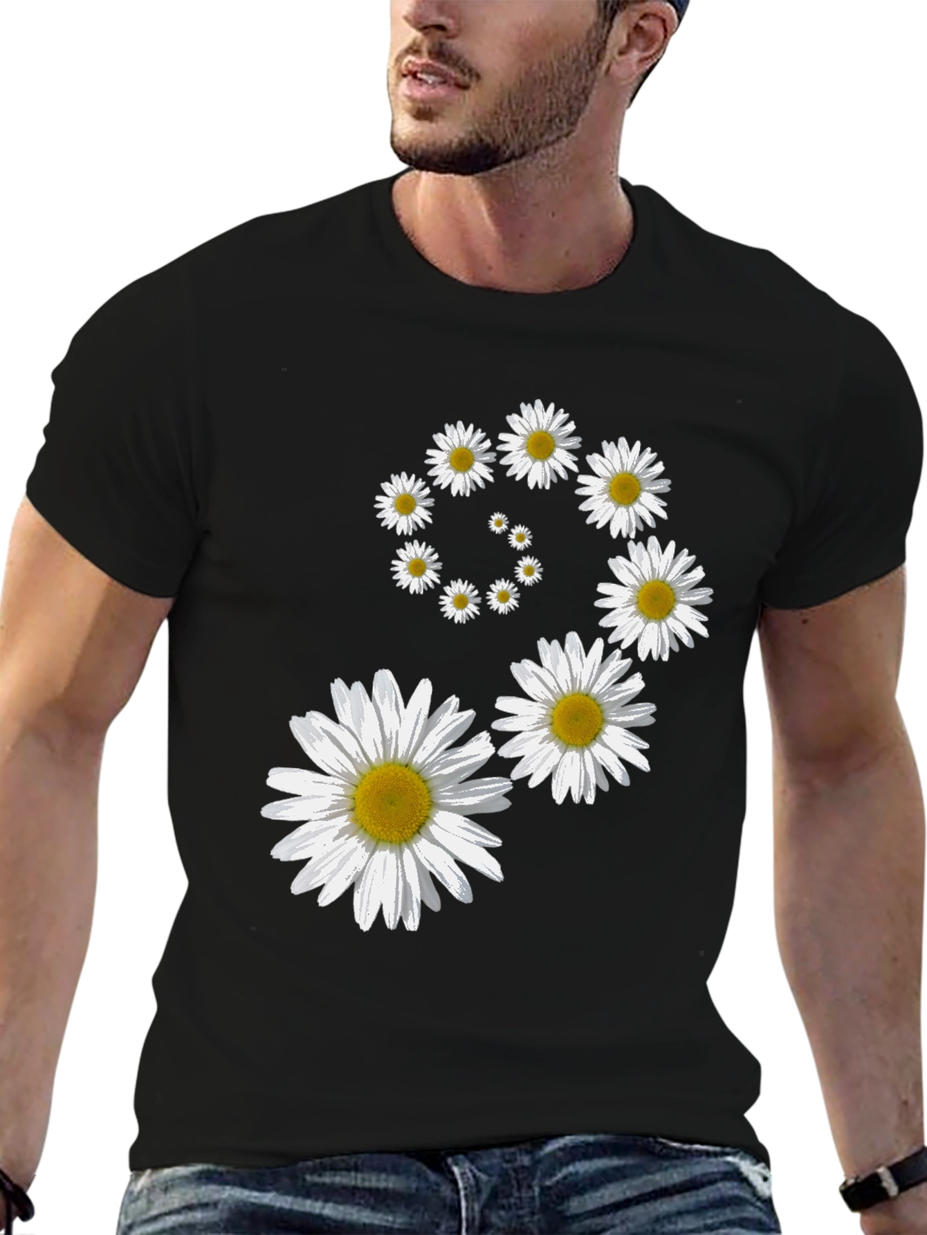 Daisy Spiral Graphic T-Shirt - Casual Comfort