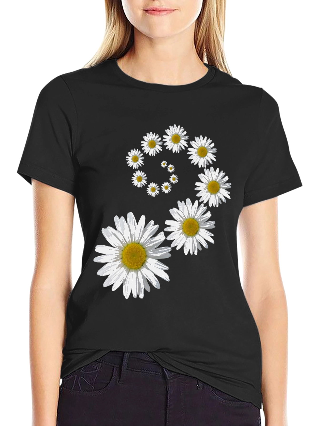 Daisy Spiral Graphic T-Shirt - Casual Comfort