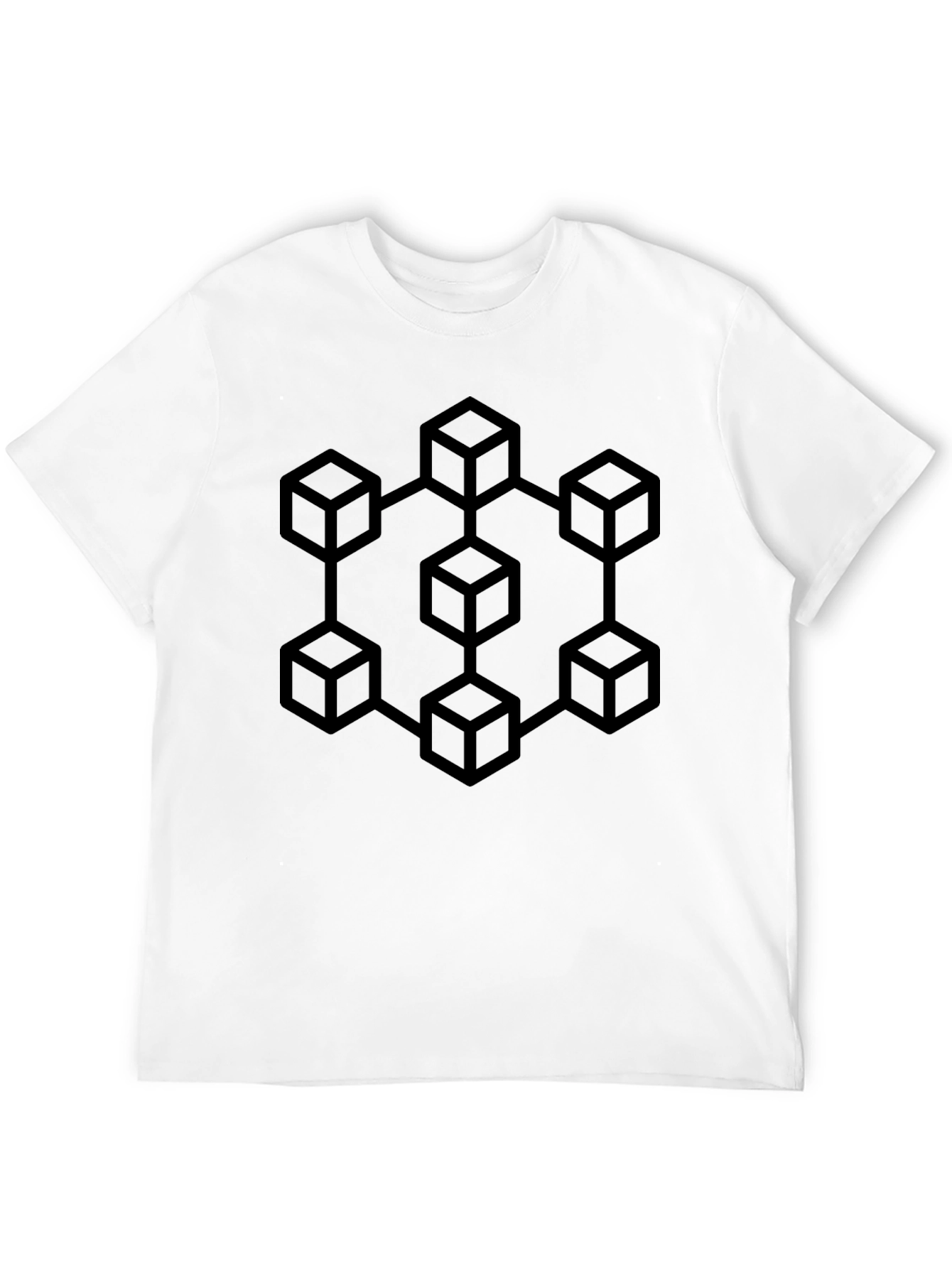 Geometric Cube Link Graphic Tee - Modern Black T-Shirt