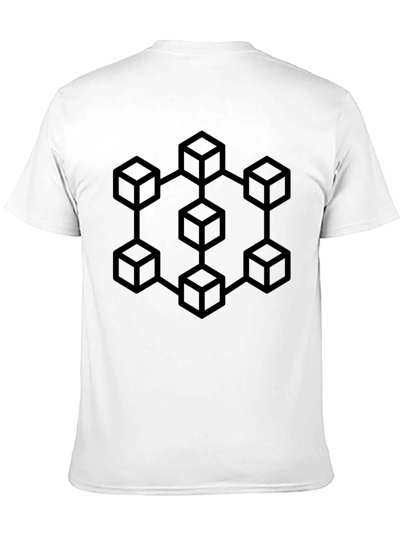 Geometric Cube Link Graphic Tee - Modern Black T-Shirt