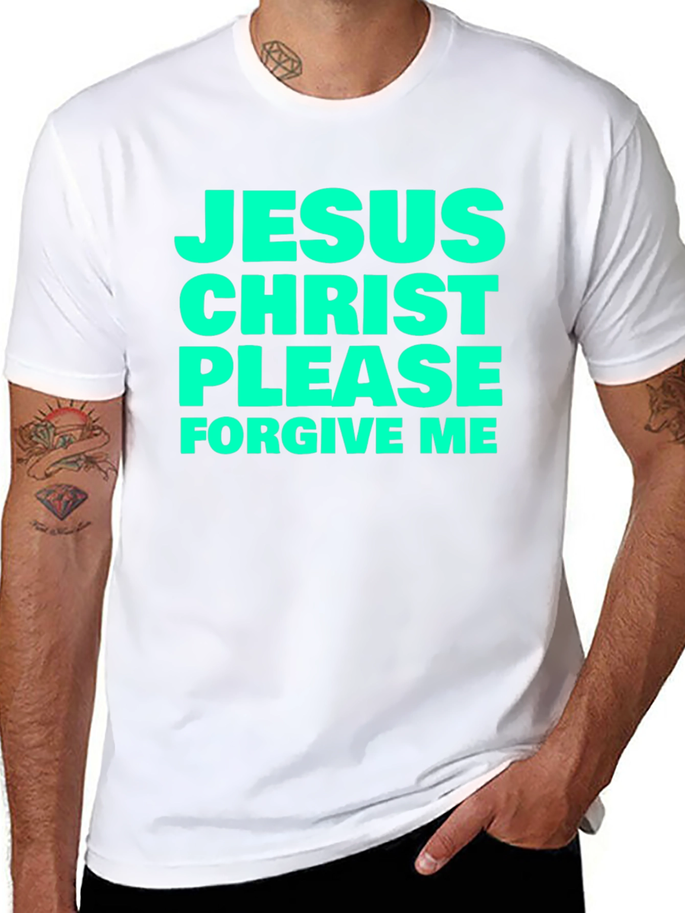Jesus Christ Please Forgive Me Black T-Shirt