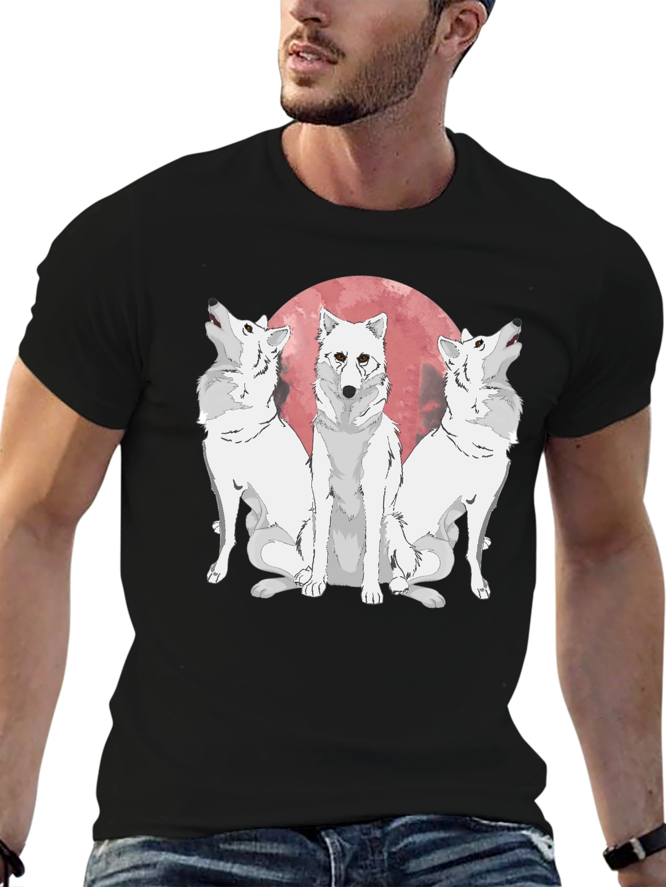 Wolf Pack Moon Graphic Tee - Black