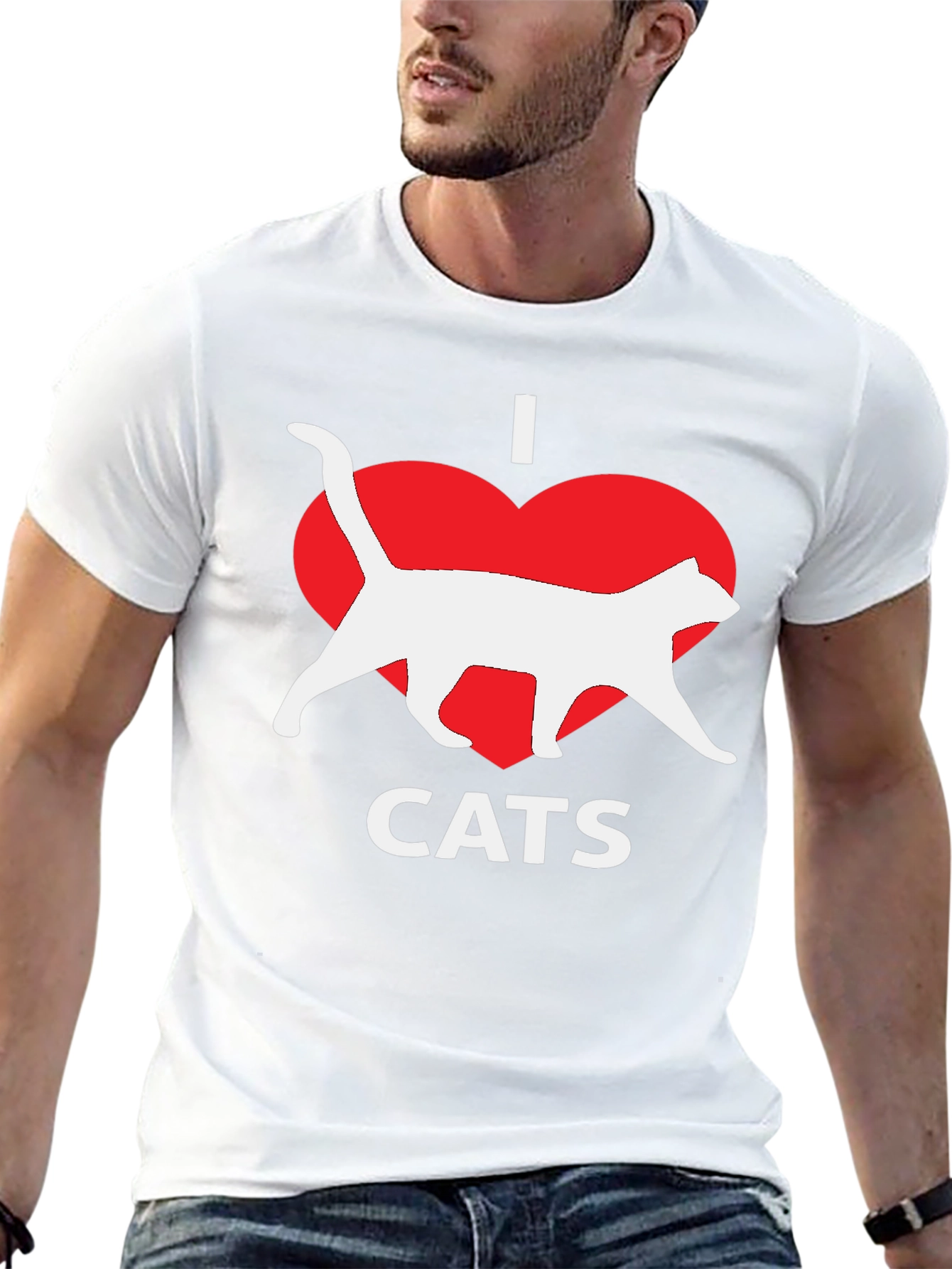 I Heart Cats Black T-Shirt Novelty Graphic Tee