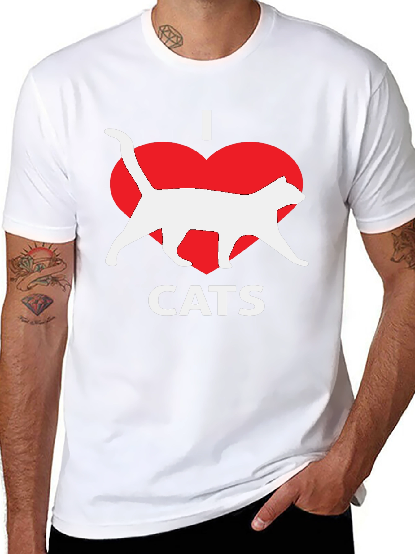 I Heart Cats Black T-Shirt Novelty Graphic Tee