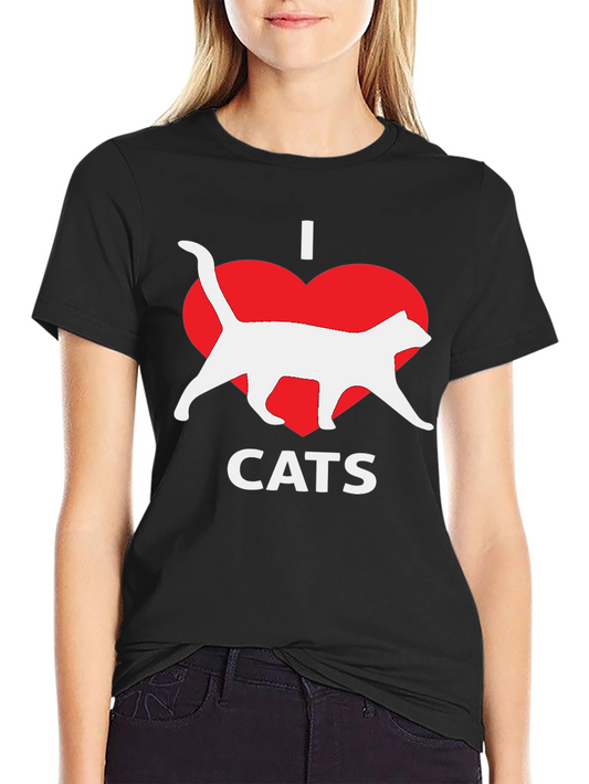 I Heart Cats Black T-Shirt Novelty Graphic Tee