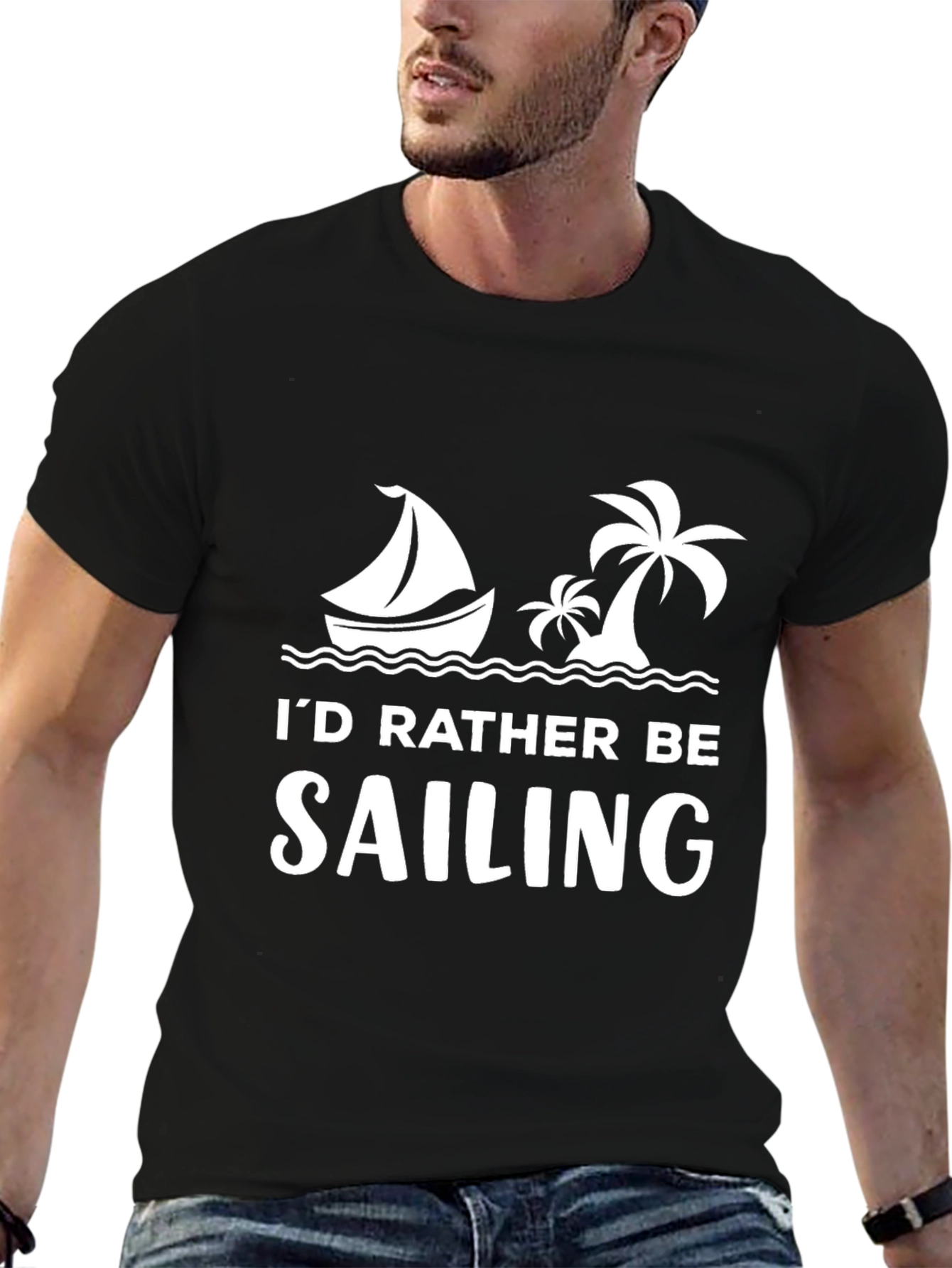 Sailing Graphic T-Shirt - Black Cotton Tee