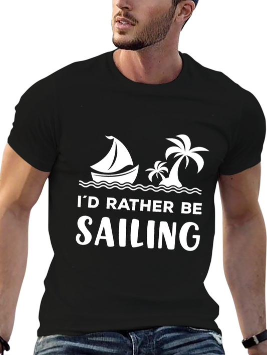 Sailing Graphic T-Shirt - Black Cotton Tee