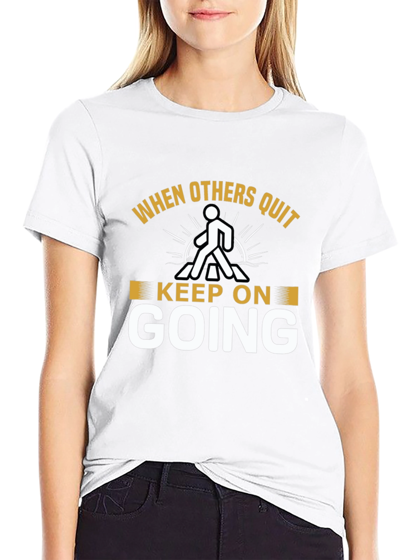 Motivational Black T-Shirt: Keep On Going