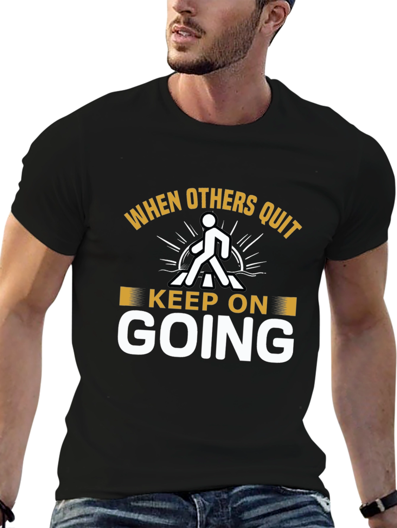 Motivational Black T-Shirt: Keep On Going