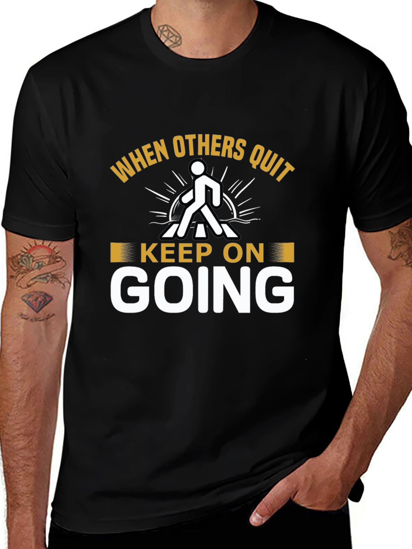 Motivational Black T-Shirt: Keep On Going