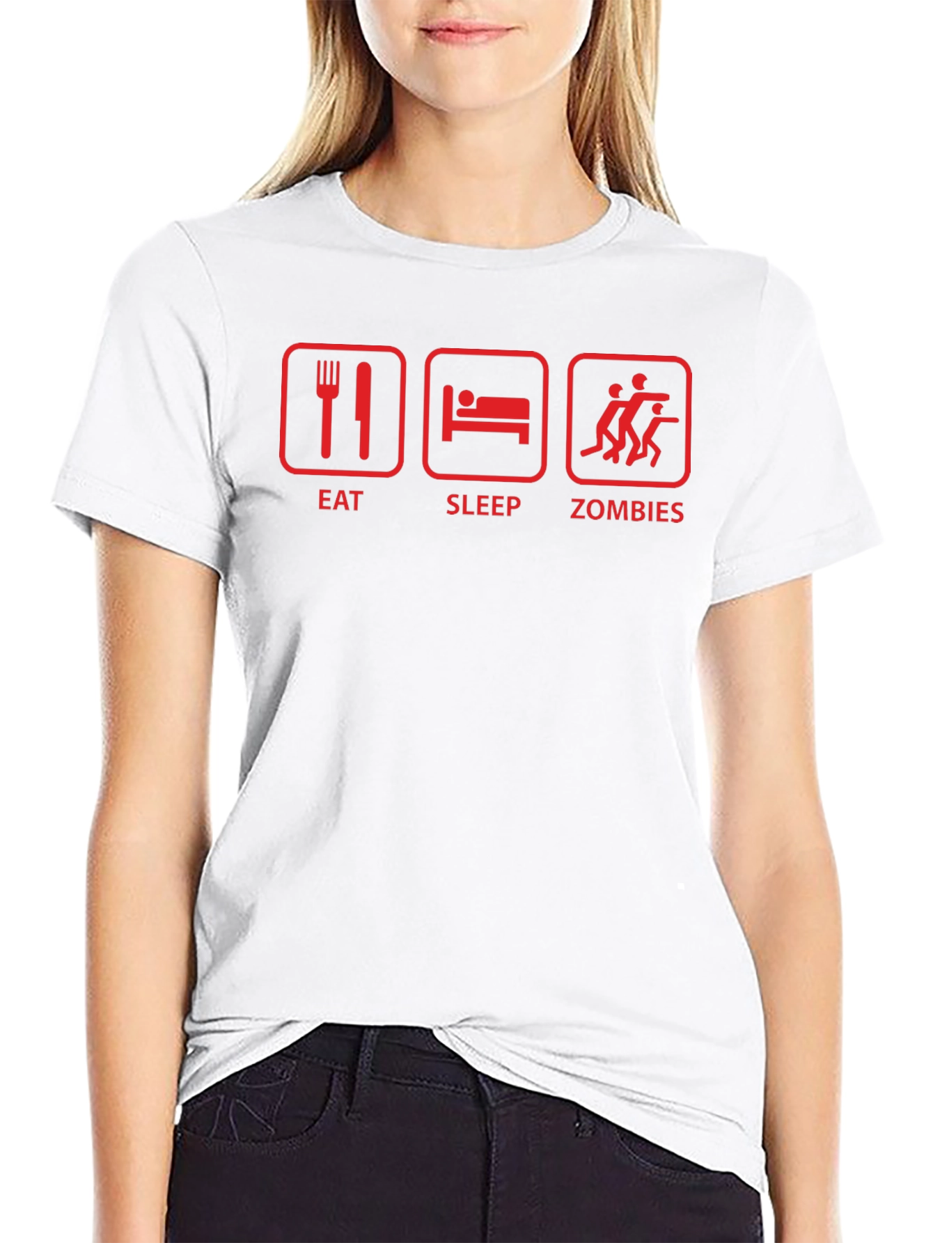 Eat Sleep Zombies Black Graphic T-Shirt