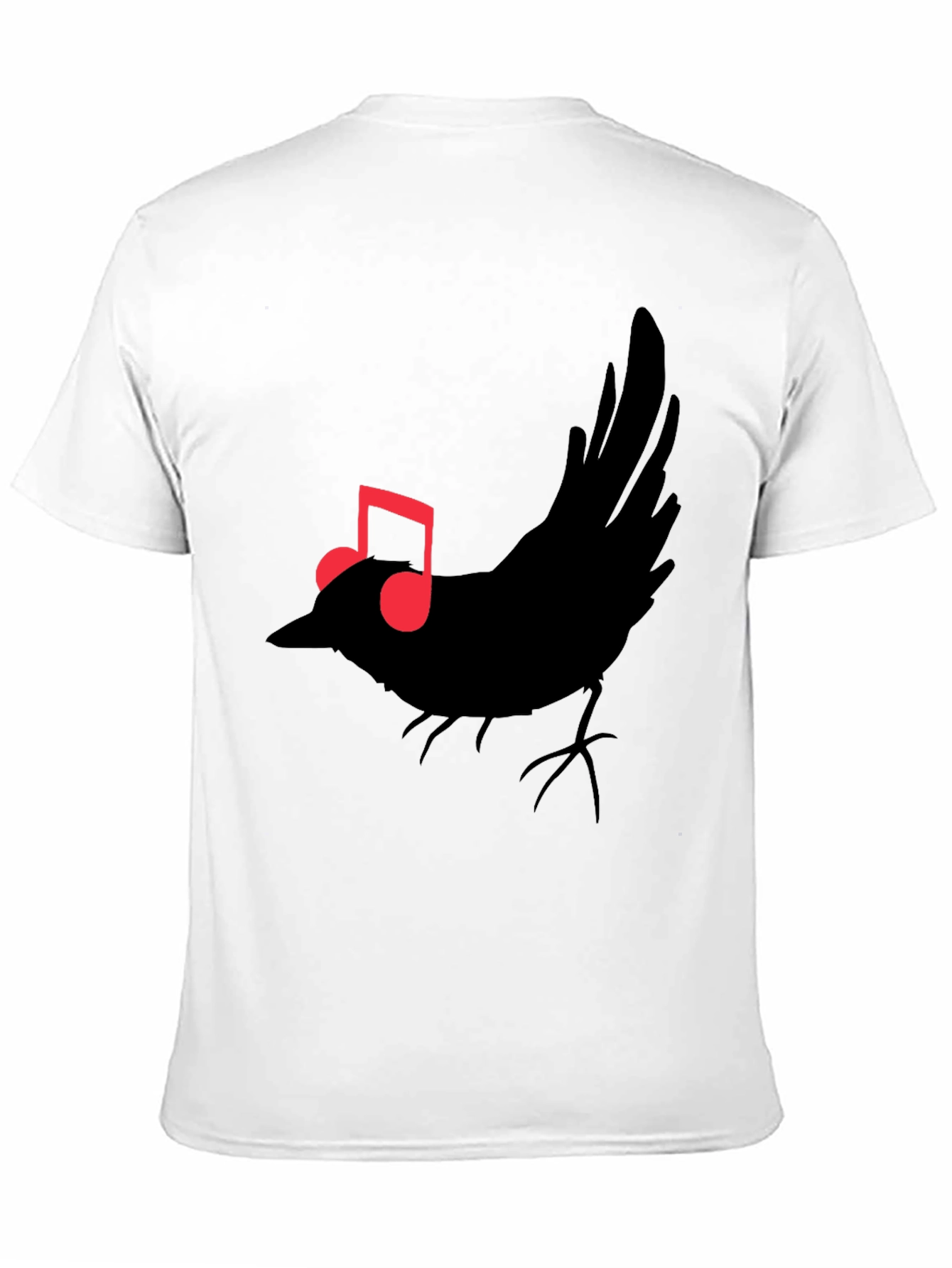 Musical Bird Graphic Tee - Black Cotton T-Shirt
