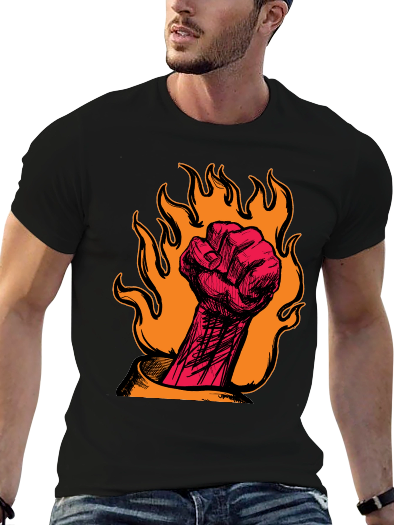 Fiery Fist Graphic Tee - Bold Rebellion Style