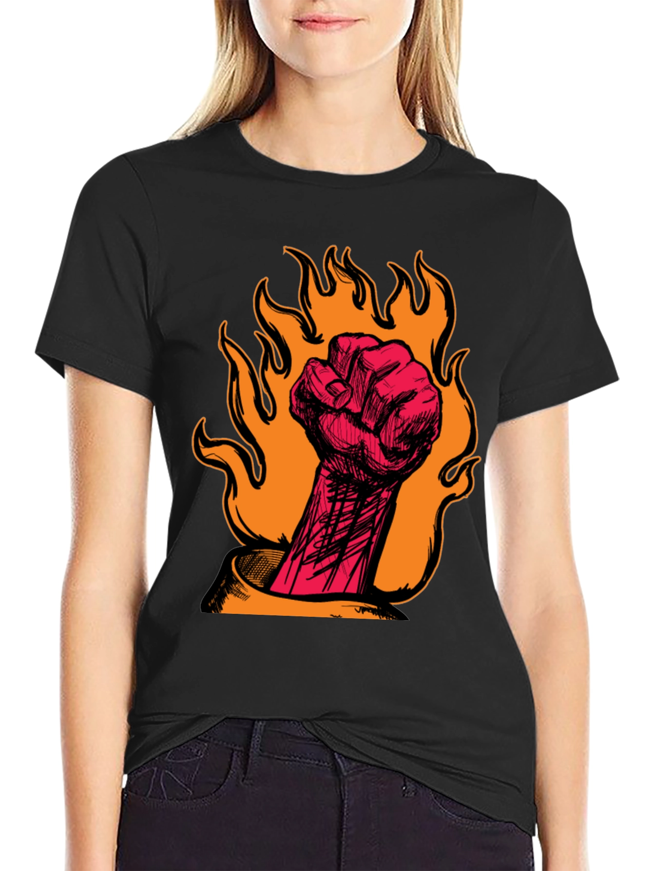 Fiery Fist Graphic Tee - Bold Rebellion Style
