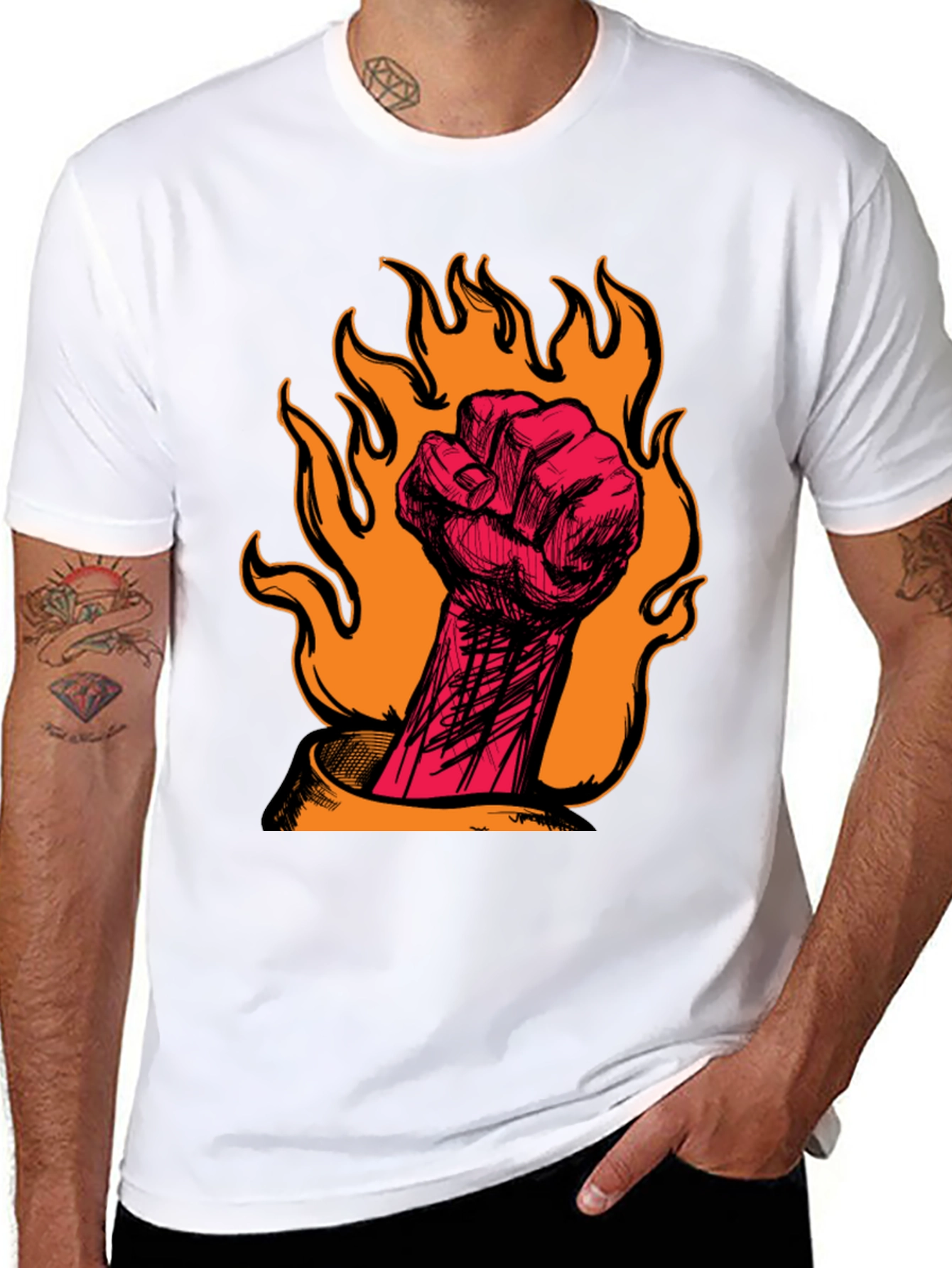 Fiery Fist Graphic Tee - Bold Rebellion Style
