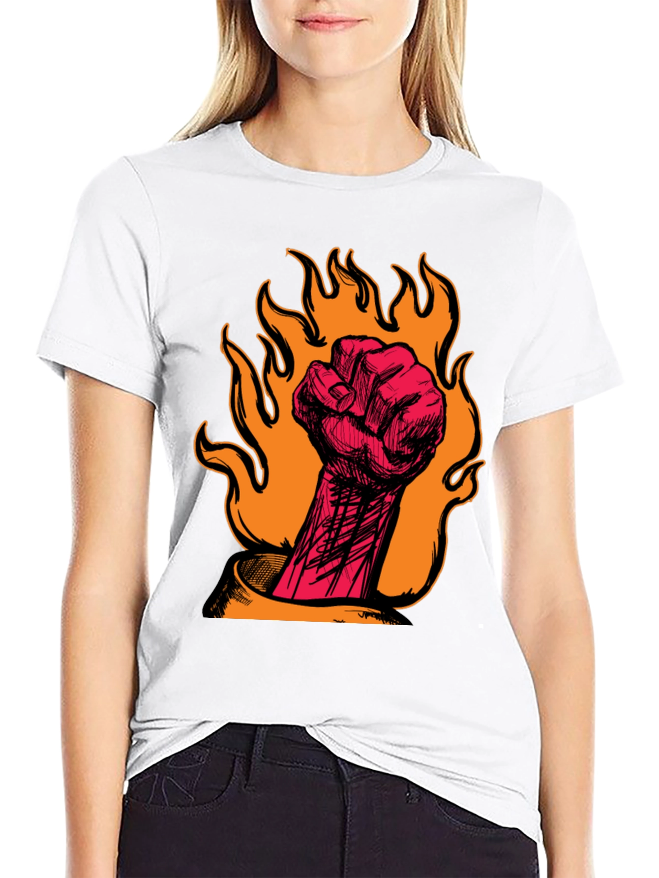 Fiery Fist Graphic Tee - Bold Rebellion Style