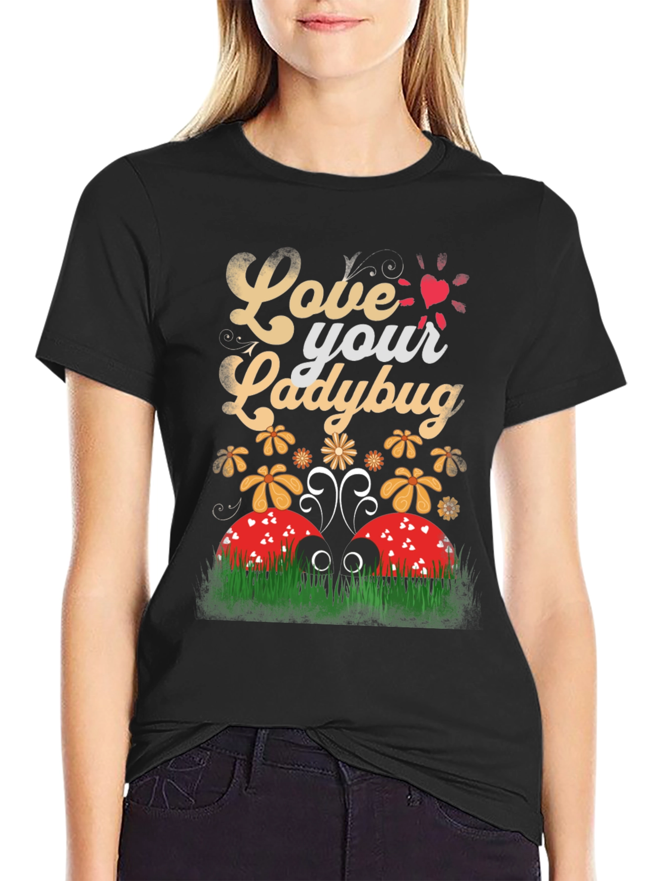 Love Your Ladybug Graphic Tee - Unisex Black T-Shirt