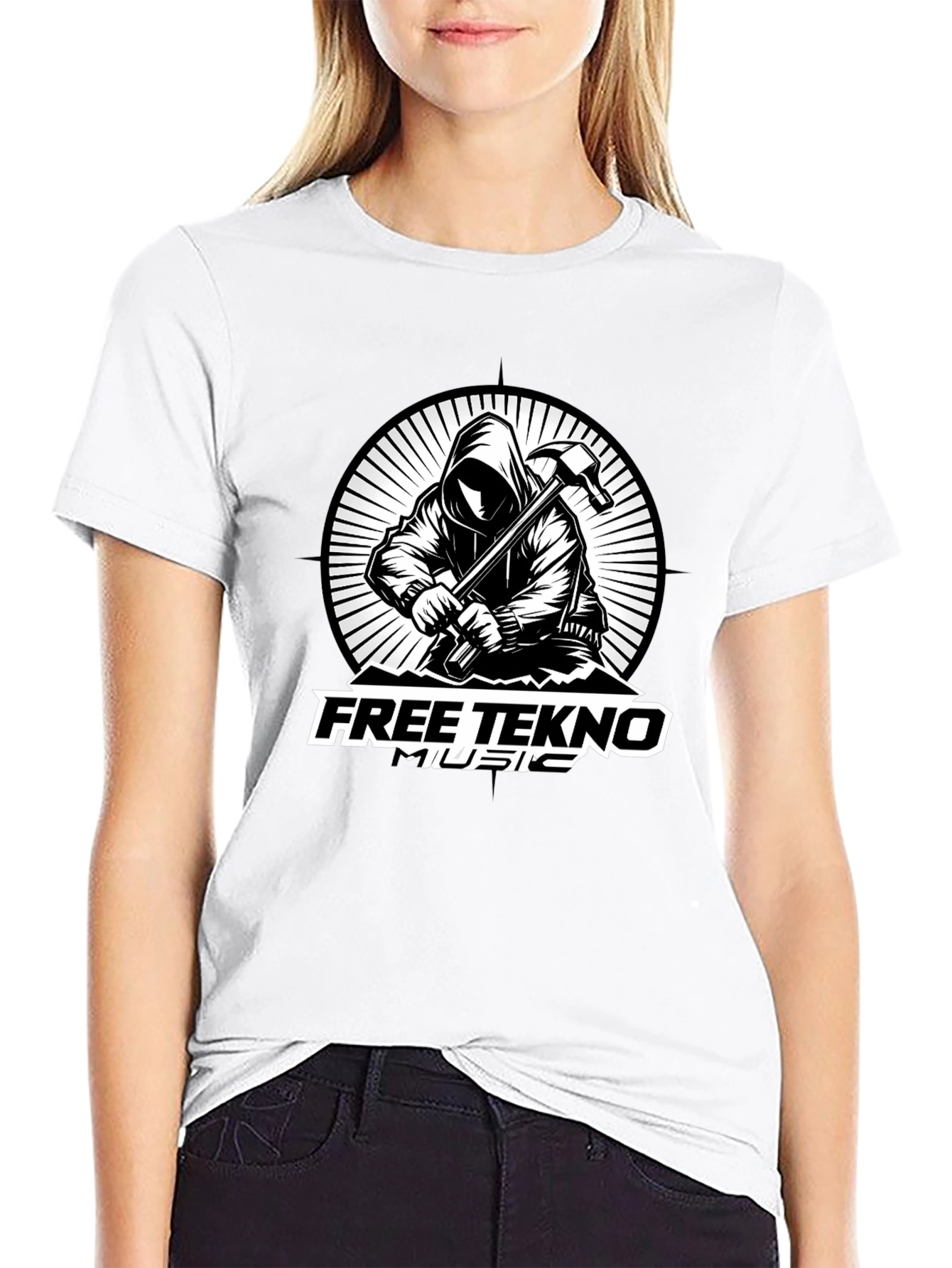 Free Tekno Music Graphic T-Shirt - Black Cotton Tee