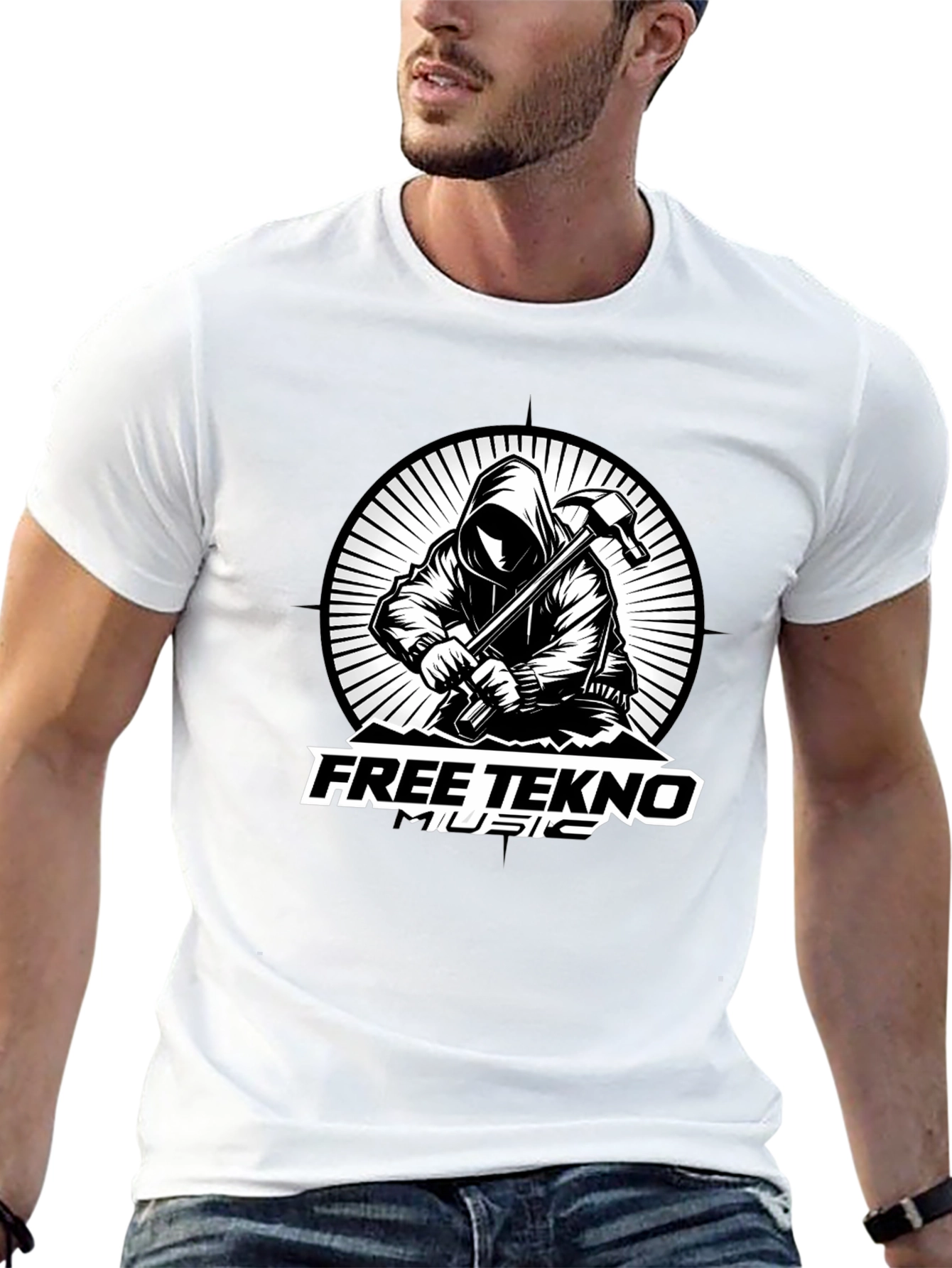 Free Tekno Music Graphic T-Shirt - Black Cotton Tee