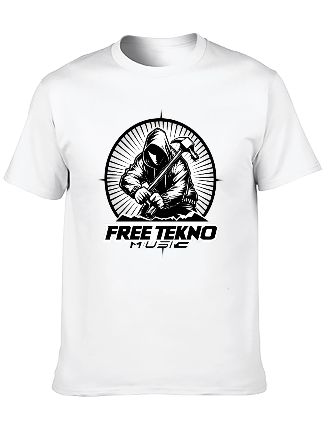 Free Tekno Music Graphic T-Shirt - Black Cotton Tee