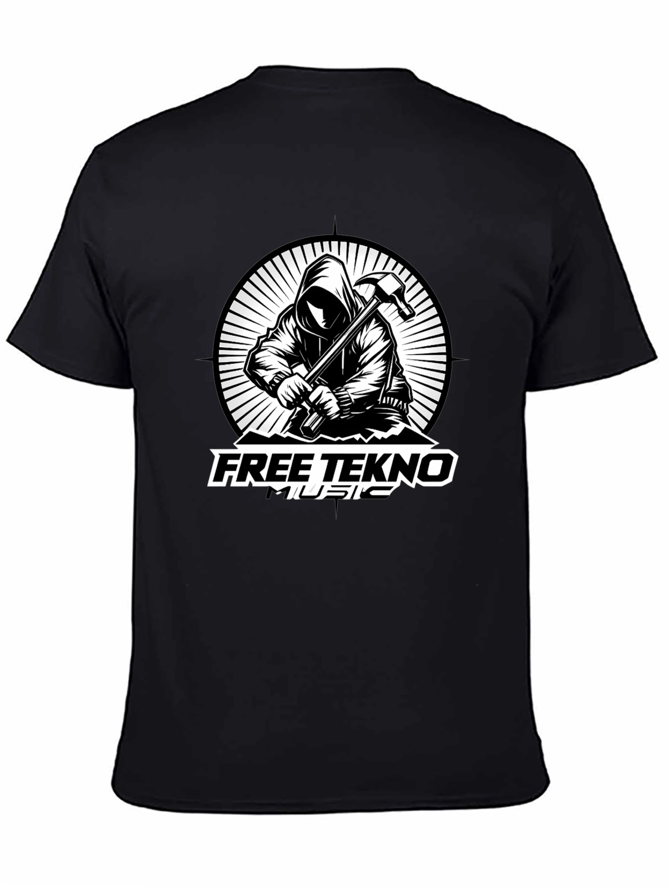 Free Tekno Music Graphic T-Shirt - Black Cotton Tee