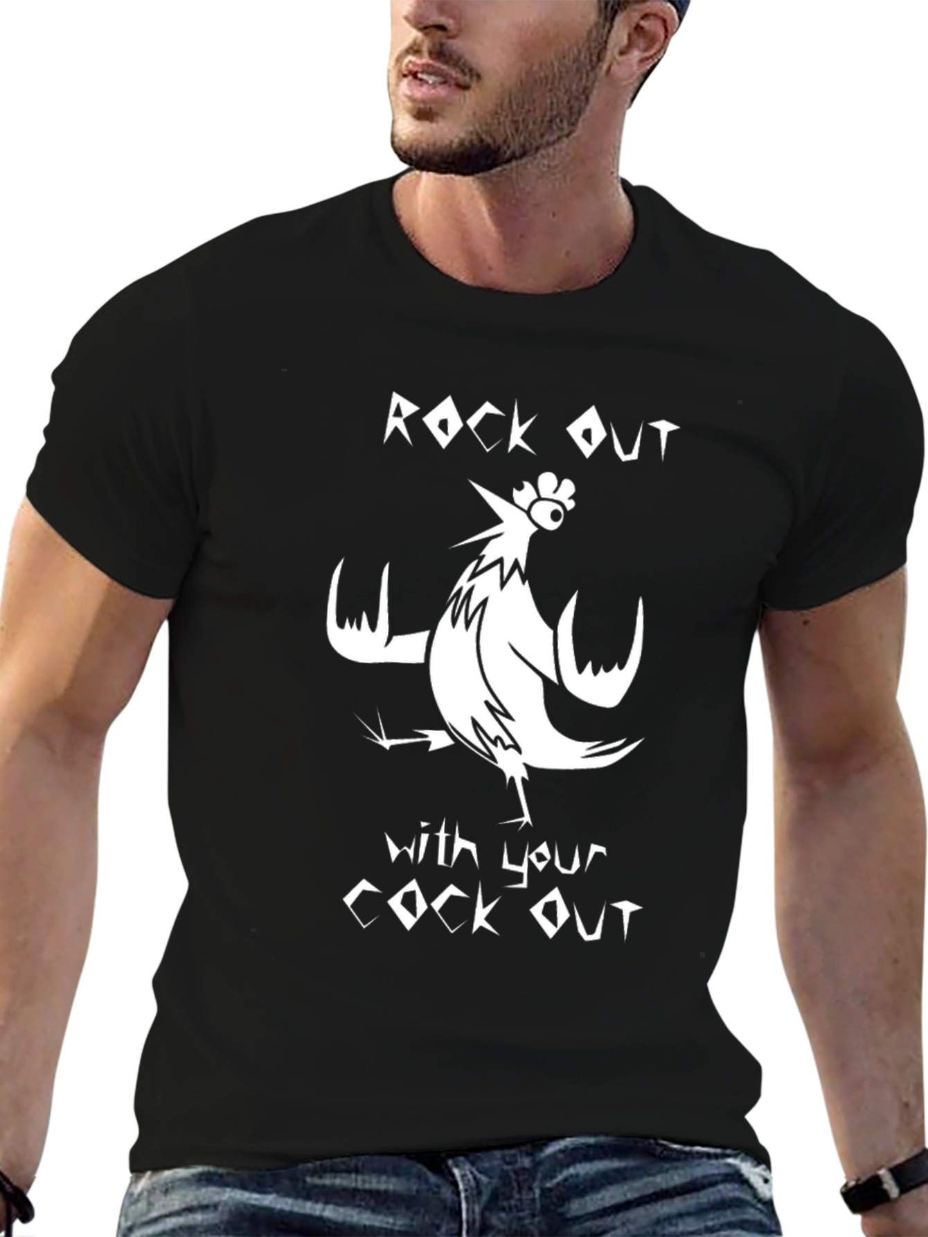 Rock Out Funny Graphic Novelty T-Shirt