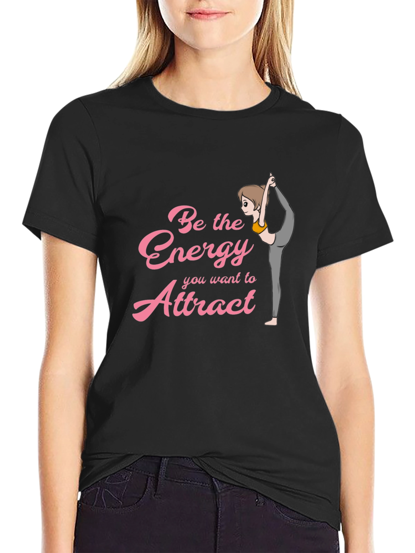 Energy Attract Yoga Graphic Tee - Black