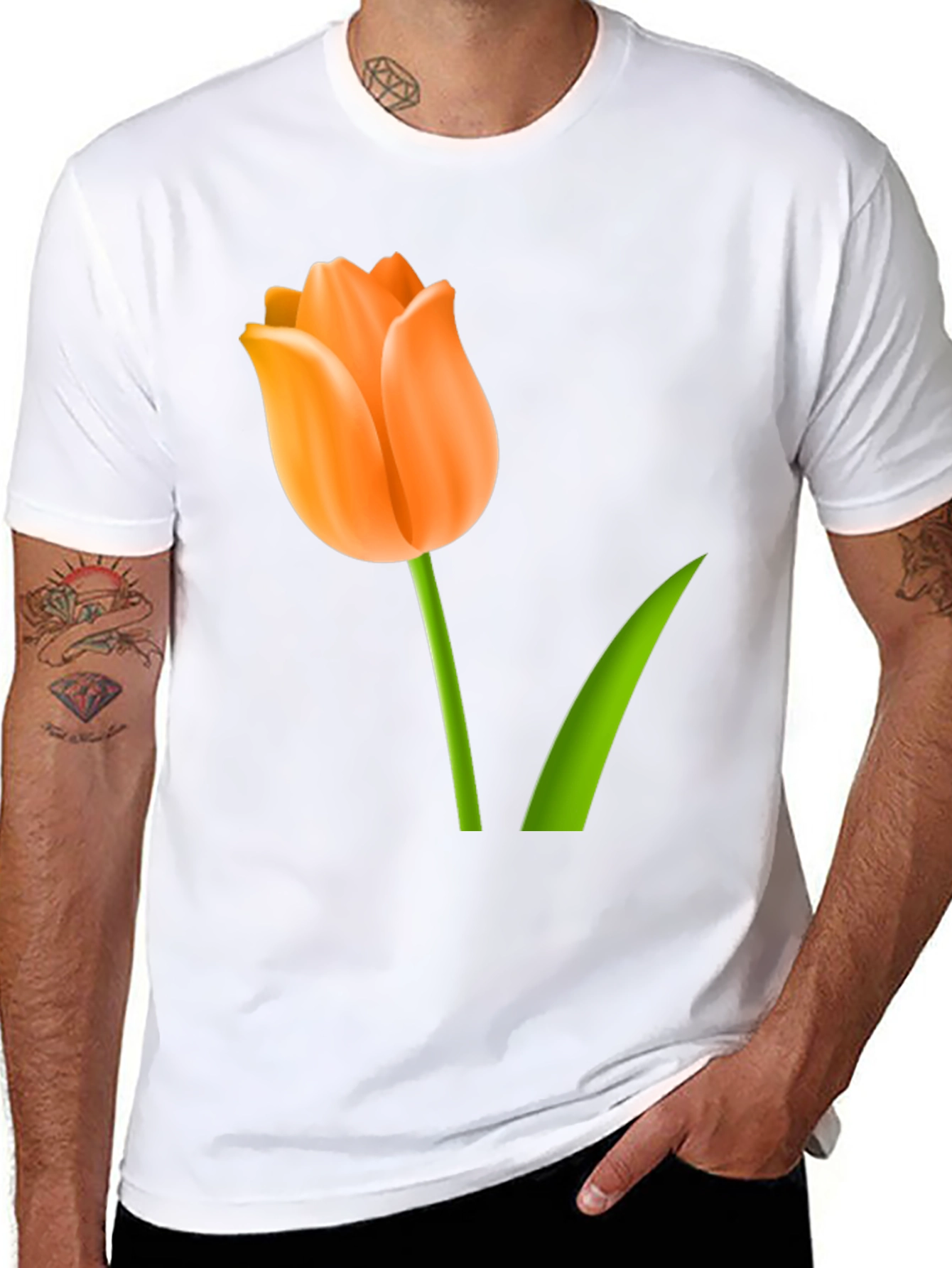 Tulip Graphic Print T-Shirt - Black
