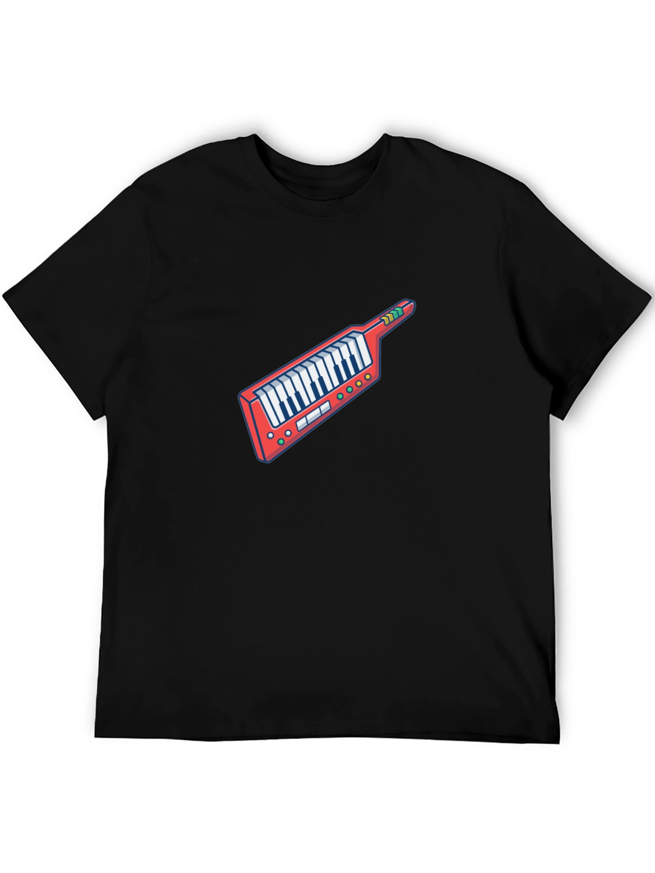 Retro Synthwave Keytar Graphic Tee - Black