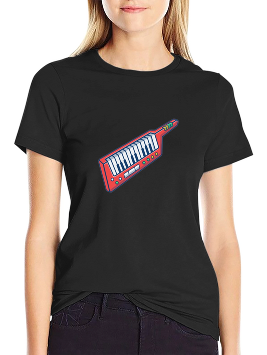 Retro Synthwave Keytar Graphic Tee - Black