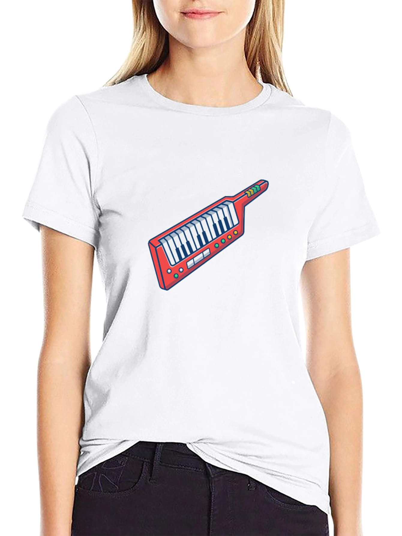 Retro Synthwave Keytar Graphic Tee - Black