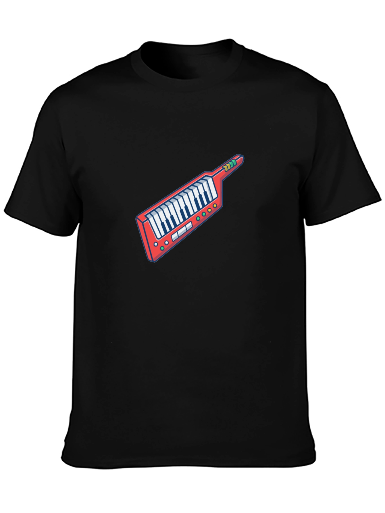 Retro Synthwave Keytar Graphic Tee - Black