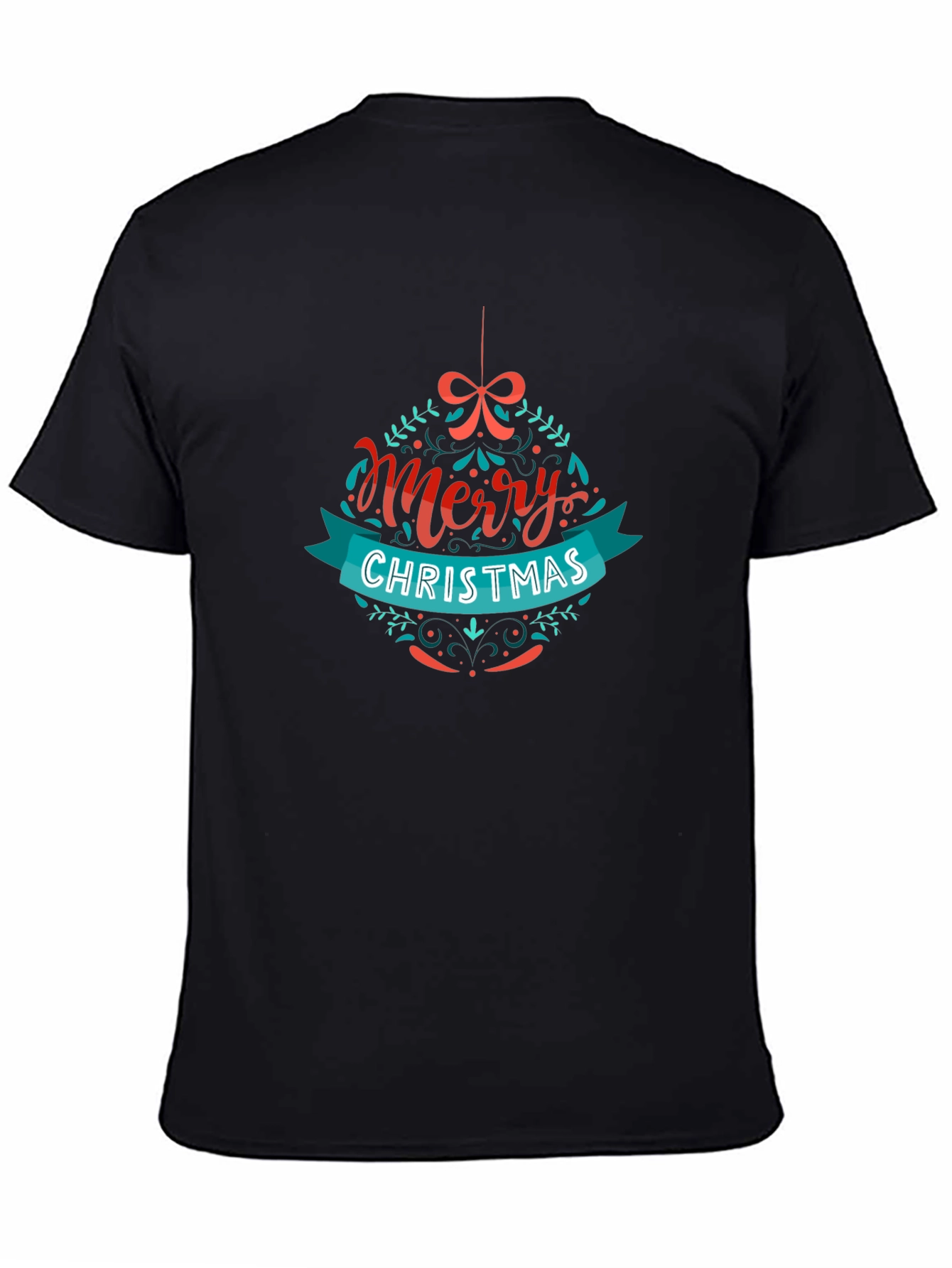 Merry Christmas Ornament Graphic Black T-Shirt