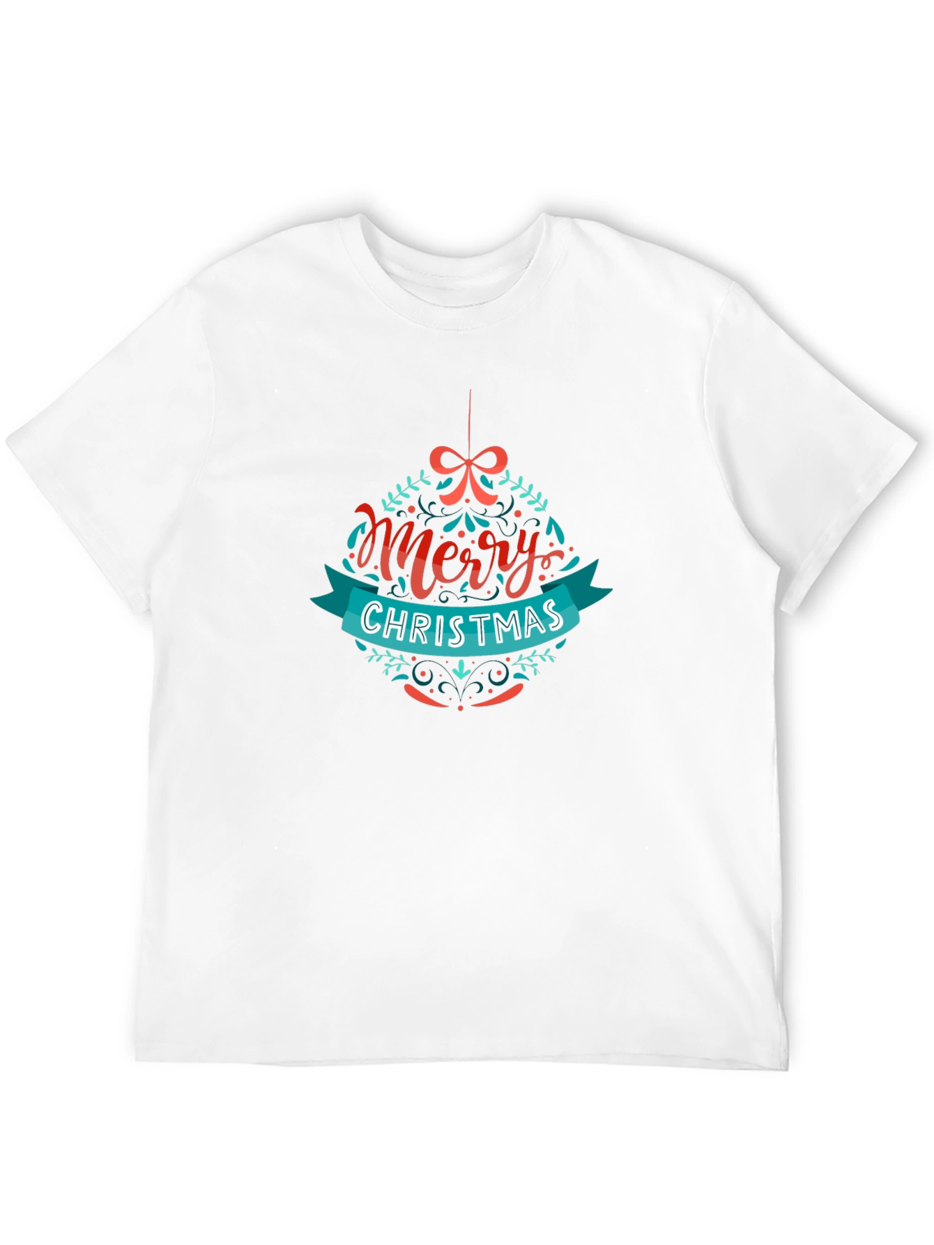 Merry Christmas Ornament Graphic Black T-Shirt