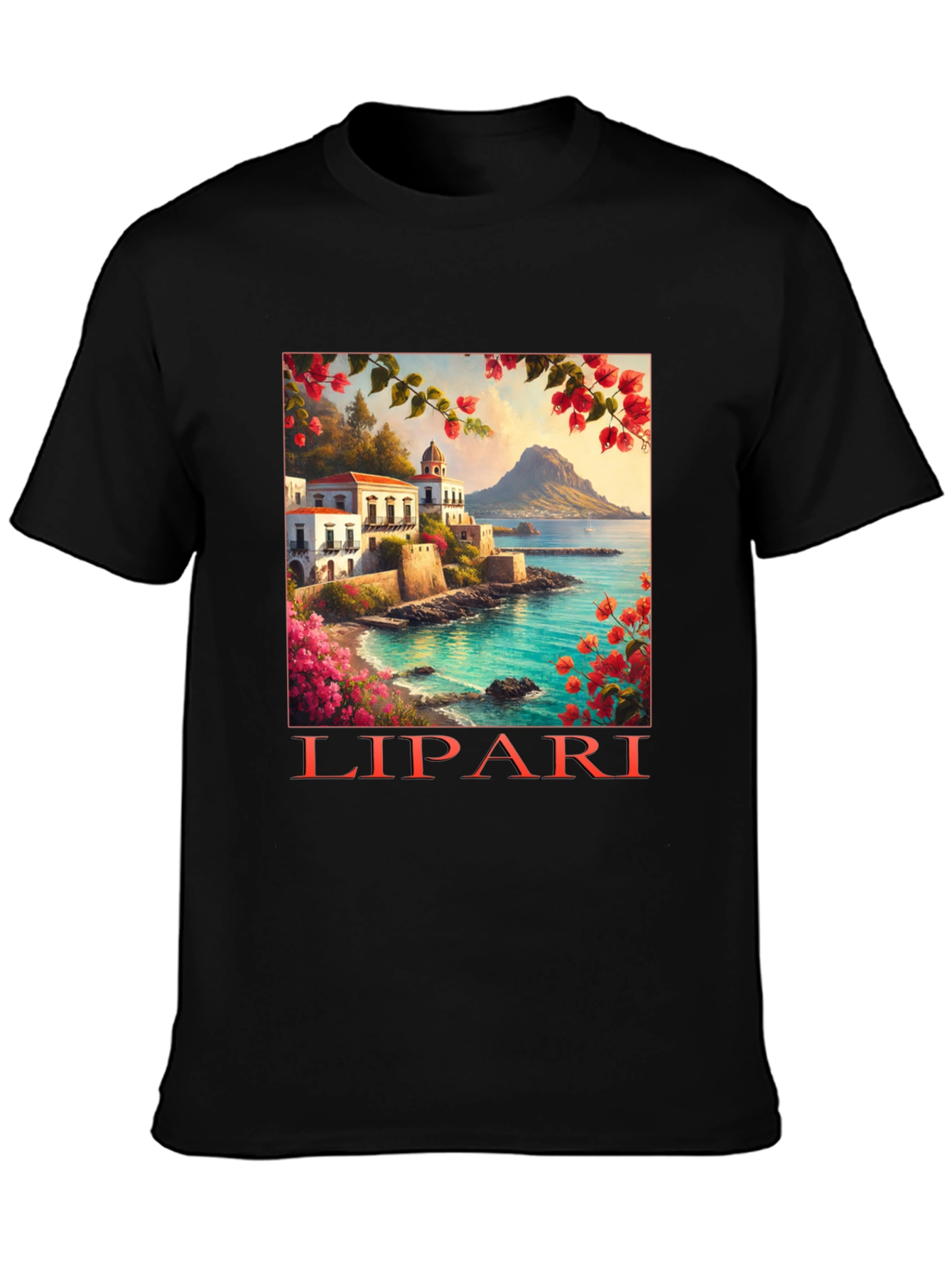 Lipari Island Graphic Tee - Black T-Shirt