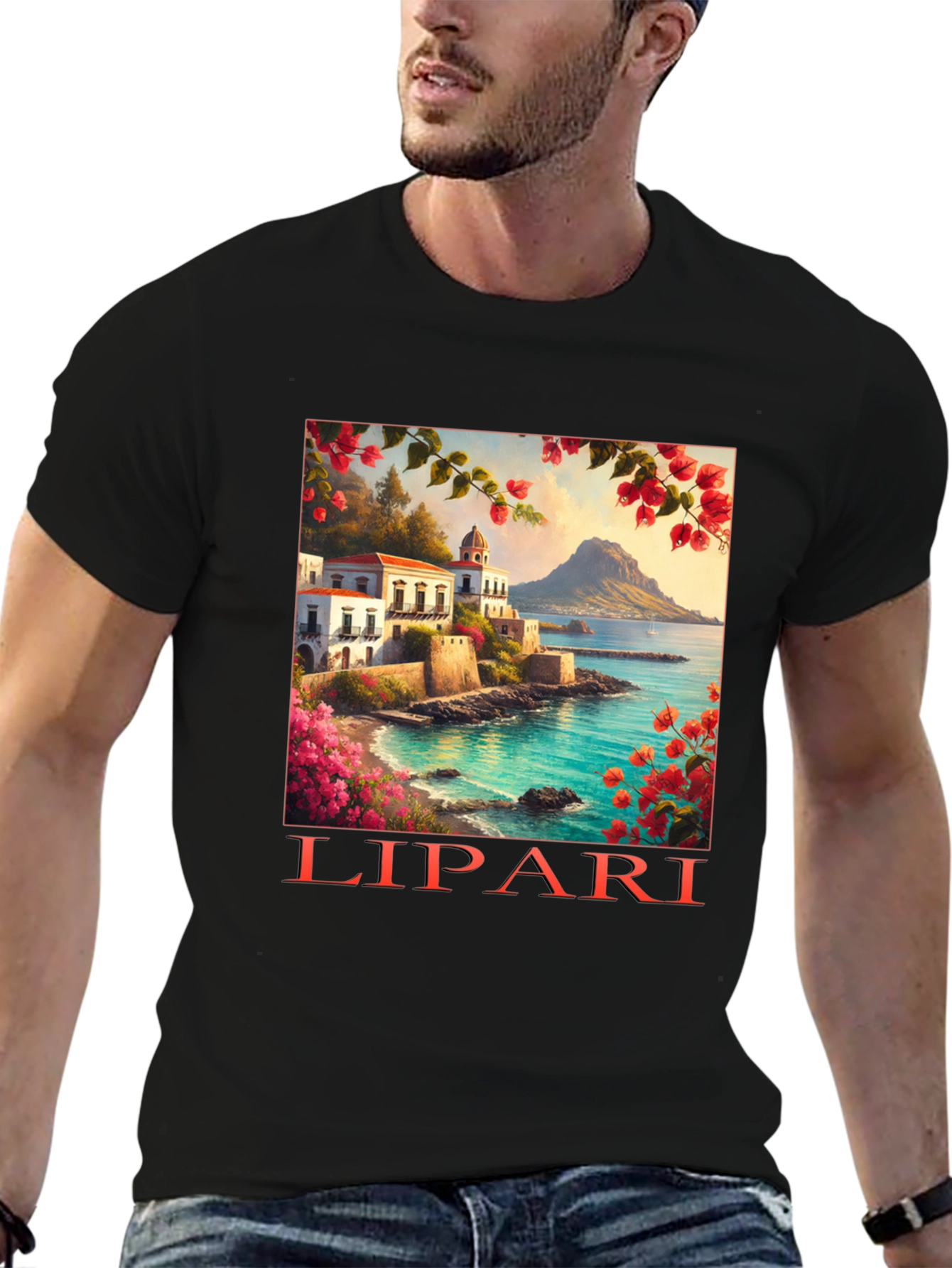 Lipari Island Graphic Tee - Black T-Shirt