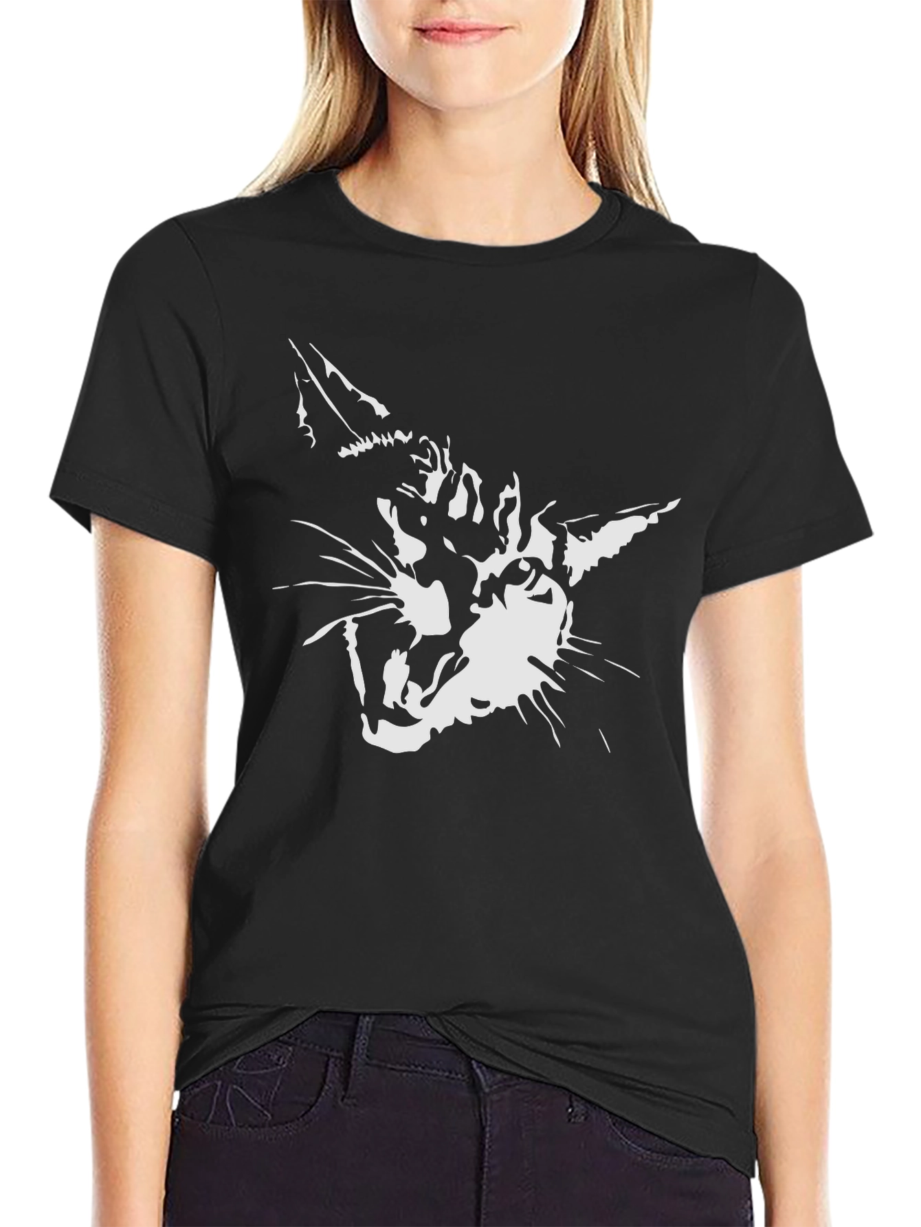 Cool Cat Graphic Print Mens Black T-Shirt