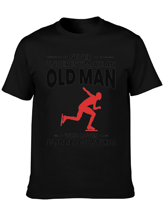 Never Underestimate an Old Man Speed Skating T-Shirt