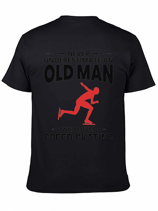 Never Underestimate an Old Man Speed Skating T-Shirt