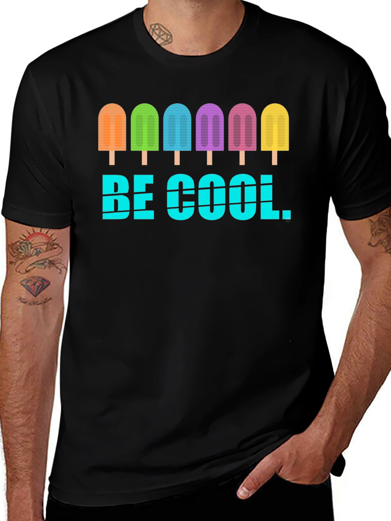 Be Cool Popsicle Graphic Black T-Shirt
