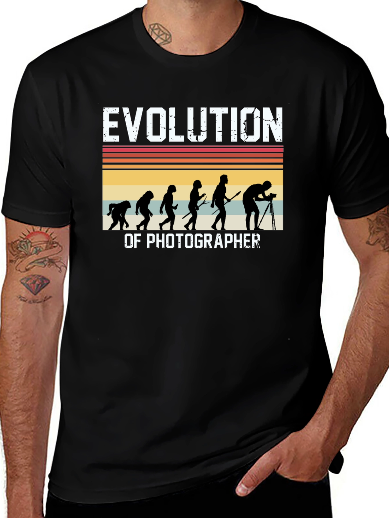 Evolution of Photographer Black Graphic Tee
