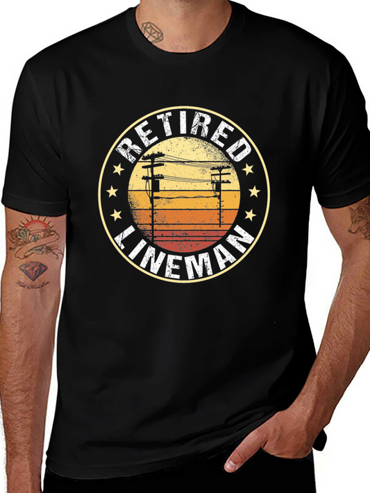 Retired Lineman T-Shirt - Vintage Powerline Design