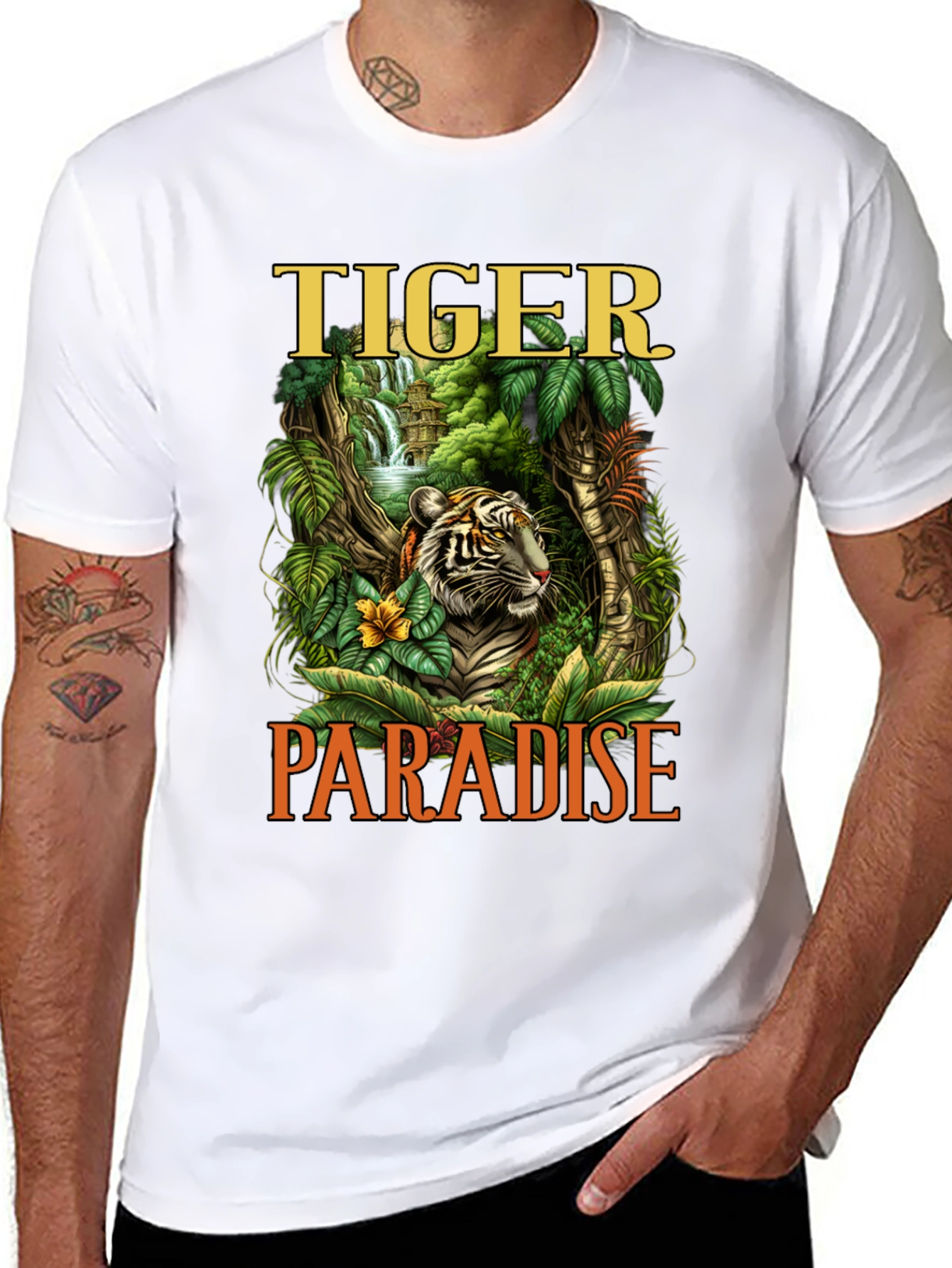 Tiger Paradise Graphic Print Mens T-Shirt
